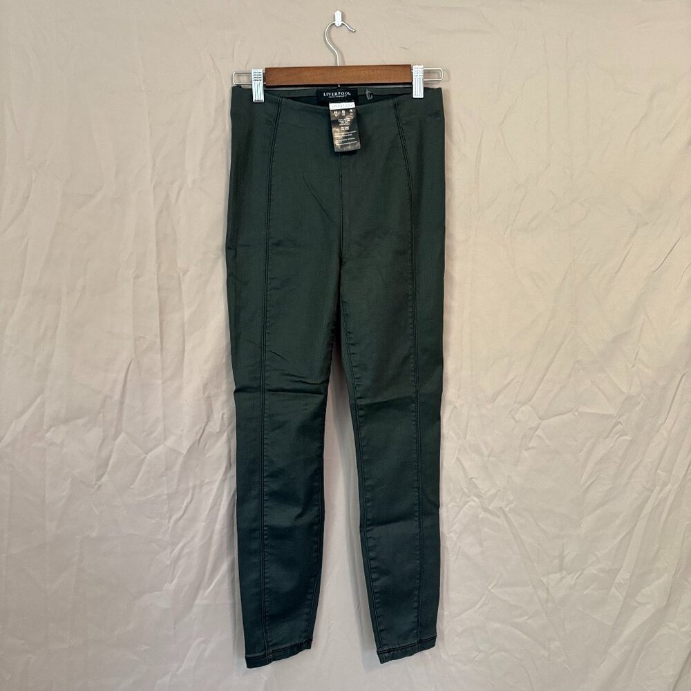 Liver Pool Jeans Company Cavern Dark Grey Stretchy Career Skinny Pants Women's 4